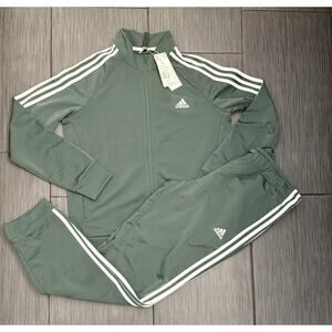 Adidas Primegreen Essentials Warm-Up Slim 3-Stripes Track Suit Size Large Green